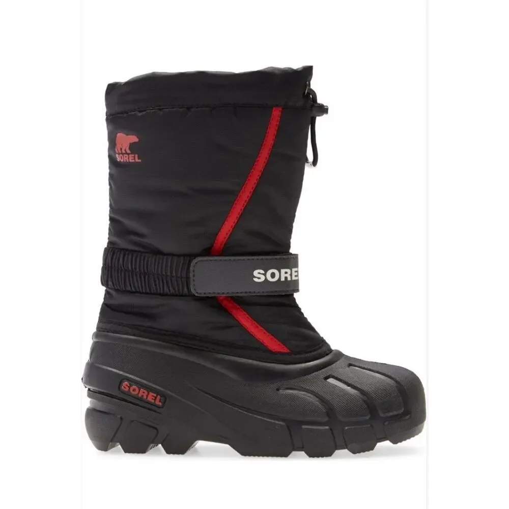 Sorel Winter Snow Boots Black Red Waterproof Thermal Size 6 Women